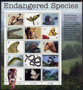 United States 1996 Endangered species set of 15 in complete sheet with enlarged right-hand margin, unmounted mint, SG 3254a