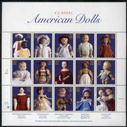 United States 1997 American Dolls se-tenant sheet of 15 plus two labels unmounted mint, SG 3346a