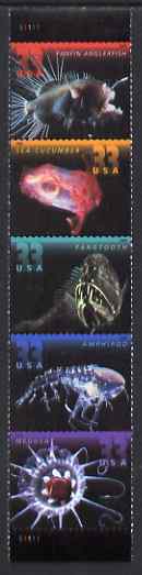 United States 2000 Deep Sea Creatures vertical se-tenant strip of 5 unmounted mint, SG 3876a