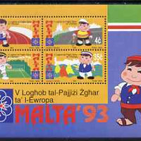 Malta 1993 Small States of Europe Games perf m/sheet containing 4 values unmounted mint SG MS 944