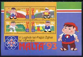 Malta 1993 Small States of Europe Games perf m/sheet containing 4 values unmounted mint SG MS 944