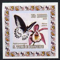 St Thomas & Prince Islands 2006 Orchids & Butterflies #4 individual imperf deluxe sheet unmounted mint. Note this item is privately produced and is offered purely on its thematic appeal