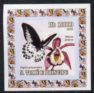 St Thomas & Prince Islands 2006 Orchids & Butterflies #4 individual imperf deluxe sheet unmounted mint. Note this item is privately produced and is offered purely on its thematic appeal