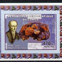 Congo 2006 Minerals & Mineralogists #3 - Rene-Just Hauy, Flourite & Barite individual imperf deluxe sheet unmounted mint. Note this item is privately produced and is offered purely on its thematic appeal