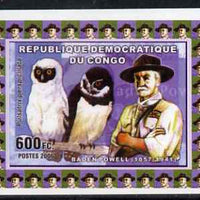 Congo 2006 Baden Powell & Owls #4 - Spectacled Owl individual imperf deluxe sheet unmounted mint. Note this item is privately produced and is offered purely on its thematic appeal