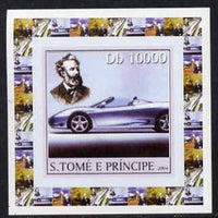 St Thomas & Prince Islands 2004 Jules Verne #4 - With Modern Car individual imperf deluxe sheet unmounted mint. Note this item is privately produced and is offered purely on its thematic appeal