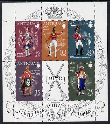 Antigua 1970 Military Uniforms (1st series) perf m/sheet unmounted mint, SG MS 295