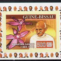 Guinea - Bissau 2007 Humanitarians #2 - Mahatma Gandhi & Orchid individual imperf deluxe sheet unmounted mint. Note this item is privately produced and is offered purely on its thematic appeal