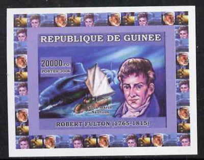 Guinea - Bissau 2006 Submarines #3 - Nautilus & Robert Fulton individual imperf deluxe sheet unmounted mint. Note this item is privately produced and is offered purely on its thematic appeal