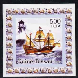 Guinea - Bissau 2006 Ships & Lighthouses #2 - Mayflower individual imperf deluxe sheet unmounted mint. Note this item is privately produced and is offered purely on its thematic appeal