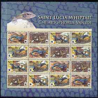 St Lucia 2008 WWF - Whiptail Lizard perf sheetlet containing 16 values (4 se-tenant strips of 4) unmounted mint