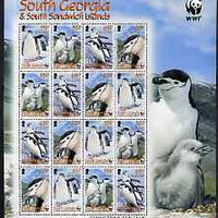 South Georgia & the South Sandwich Islands 2008 WWF - Chinstrap Penguin perf sheetlet containing 16 values (4 se-tenant strips of 4) unmounted mint