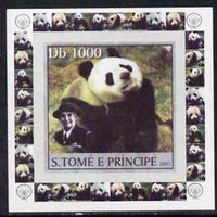 St Thomas & Prince Islands 2003 Pandas (with Lady Baden-Powell) #1 individual imperf deluxe sheet unmounted mint as Mi 2148