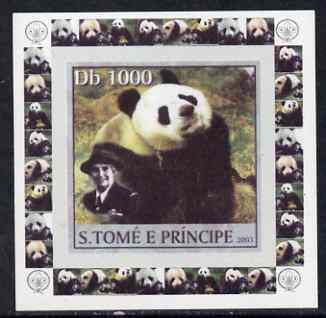 St Thomas & Prince Islands 2003 Pandas (with Lady Baden-Powell) #1 individual imperf deluxe sheet unmounted mint as Mi 2148