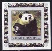 St Thomas & Prince Islands 2003 Pandas (with Lady Baden-Powell) #1 individual imperf deluxe sheet unmounted mint as Mi 2148