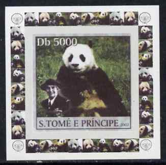 St Thomas & Prince Islands 2003 Pandas (with Lady Baden-Powell) #4 individual imperf deluxe sheet unmounted mint as Mi 2151