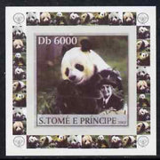 St Thomas & Prince Islands 2003 Pandas (with Lady Baden-Powell) #5 individual imperf deluxe sheet unmounted mint as Mi 2152