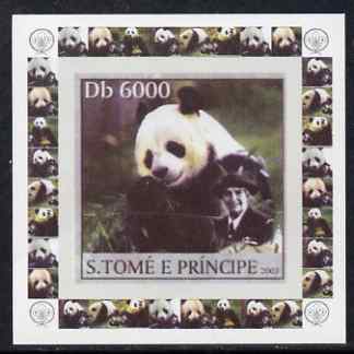 St Thomas & Prince Islands 2003 Pandas (with Lady Baden-Powell) #5 individual imperf deluxe sheet unmounted mint as Mi 2152