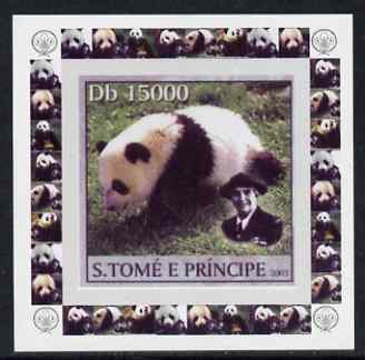 St Thomas & Prince Islands 2003 Pandas (with Lady Baden-Powell) #6 individual imperf deluxe sheet unmounted mint as Mi 2153