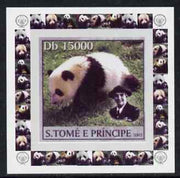 St Thomas & Prince Islands 2003 Pandas (with Lady Baden-Powell) #6 individual imperf deluxe sheet unmounted mint as Mi 2153