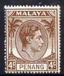 Malaya - Penang 1949-52 KG6 4c brown unmounted mint, SG6