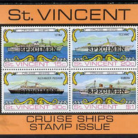 St Vincent 1974 Cruise Ships m/sheet opt'd Specimen unmounted mint, as SG MS 391