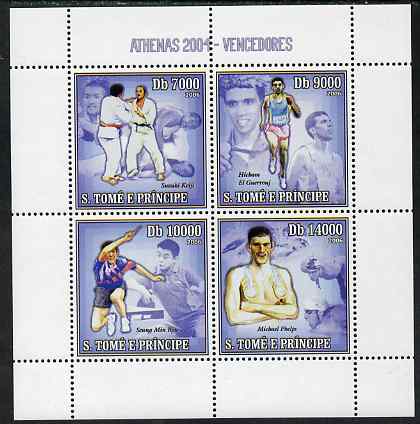 St Thomas & Prince Islands 2006 Athens Olympic Games Winners perf sheetlet containing 4 values unmounted mint, Mi 2729-32