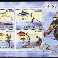 St Thomas & Prince Islands 2008 Fishing perf sheetlet containing 4 values unmounted mint