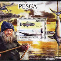 St Thomas & Prince Islands 2008 Fishing perf souvenir sheet unmounted mint