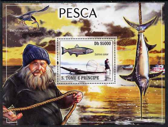 St Thomas & Prince Islands 2008 Fishing perf souvenir sheet unmounted mint