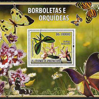 St Thomas & Prince Islands 2008 Butterflies & Orchids perf souvenir sheet unmounted mint