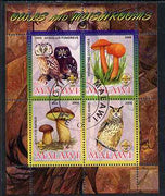 Malawi 2008 Owls & Mushrooms #1 perf sheetlet containing 4 values, each with Scout logo fine cto used