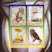 Malawi 2008 Owls & Mushrooms #2 imperf sheetlet containing 4 values, each with Scout logo unmounted mint