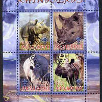 Malawi 2008 Rhinos perf sheetlet containing 4 values, each with Scout logo fine cto used