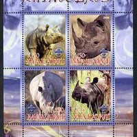 Malawi 2008 Rhinos perf sheetlet containing 4 values, each with Scout logo unmounted mint