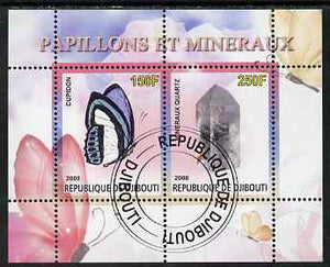 Djibouti 2008 Butterflies & minerals #1 perf sheetlet containing 2 values fine cto used