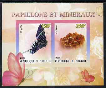 Djibouti 2008 Butterflies & minerals #2 imperf sheetlet containing 2 values unmounted mint