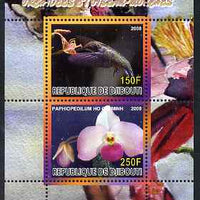 Djibouti 2008 Hummingbirds & Orchids #1 perf sheetlet containing 2 values unmounted mint