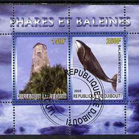 Djibouti 2008 Lighthouses & Whales #1 perf sheetlet containing 2 values fine cto used