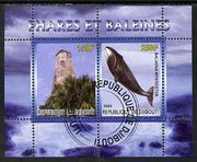 Djibouti 2008 Lighthouses & Whales #1 perf sheetlet containing 2 values fine cto used