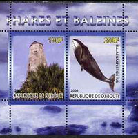 Djibouti 2008 Lighthouses & Whales #1 perf sheetlet containing 2 values unmounted mint