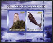 Djibouti 2008 Lighthouses & Whales #1 perf sheetlet containing 2 values unmounted mint