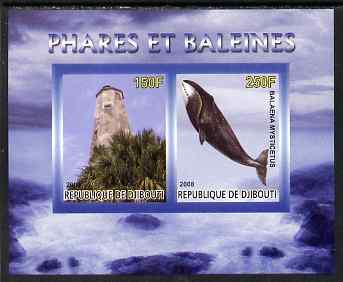 Djibouti 2008 Lighthouses & Whales #1 imperf sheetlet containing 2 values unmounted mint