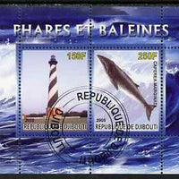 Djibouti 2008 Lighthouses & Whales #2 perf sheetlet containing 2 values fine cto used