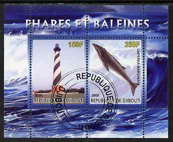 Djibouti 2008 Lighthouses & Whales #2 perf sheetlet containing 2 values fine cto used