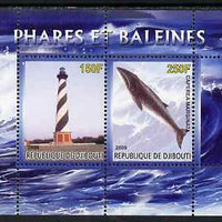 Djibouti 2008 Lighthouses & Whales #2 perf sheetlet containing 2 values unmounted mint