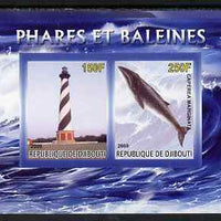 Djibouti 2008 Lighthouses & Whales #2 imperf sheetlet containing 2 values unmounted mint