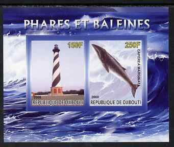 Djibouti 2008 Lighthouses & Whales #2 imperf sheetlet containing 2 values unmounted mint