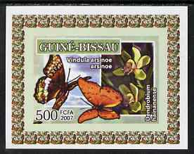 Guinea - Bissau 2007 Butterflies & Orchids individual imperf deluxe sheet #2 unmounted mint. Note this item is privately produced and is offered purely on its thematic appeal