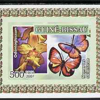 Guinea - Bissau 2007 Butterflies & Orchids individual imperf deluxe sheet #4 unmounted mint. Note this item is privately produced and is offered purely on its thematic appeal